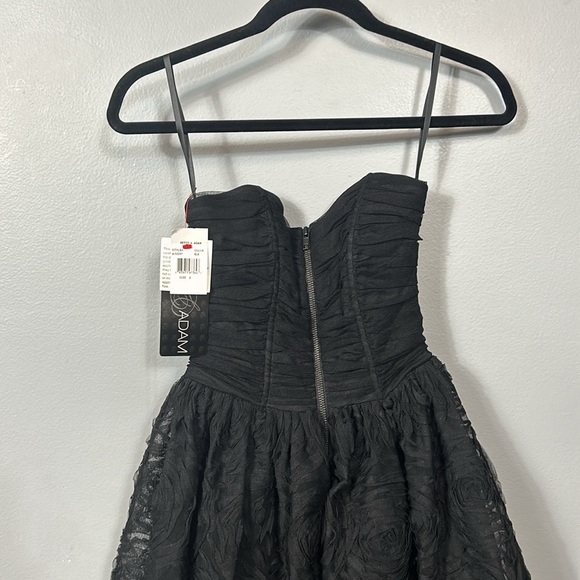 New Betsy & Adam Strapless Black Tulle Layered Evening Y2K Prom Party Dress 2 - Picture 3 of 15